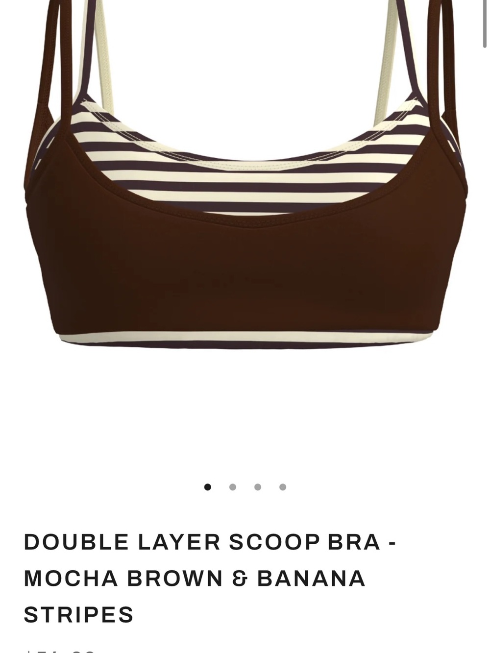 Striped Lined Scoop Bralette in Mocha Brown & Cream